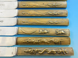 Kozuka by Unknown Silverplate & Bronze Tea Knife / Tea Fork 24pc Multi-Design