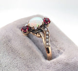 14k Yellow Gold Victorian Opal and Red Paste Stone Ring (#J6139)