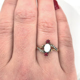 14k Yellow Gold Victorian Opal and Red Paste Stone Ring (#J6139)