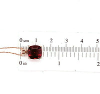 14k Rose Gold 3.83 Carat Cushion Genuine Natural Garnet Pendant (#J5578)