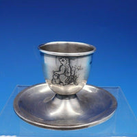 Norwegian 830 Silver Egg Cup with Repoussed Bear Dated 1968 1.21 ozt. (#4298)