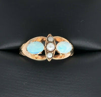 10k Yellow Gold Victorian Opal and Seed Pearl Ring (#J5517)