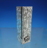 .950 Silver Lipstick Case with Crown and Mirror Hand Engraved 2 1/4" (#6808)
