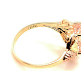 10k Tri-Color Gold Vintage 2 Carat Genuine Natural Morganite Ring (#J5263)