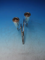 Mexican Sterling Silver Candle Holder 2-light 5 7/8" x 8" Modern Beaded (#6497)