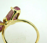 14k Yellow Gold Pink Genuine Natural Tourmaline Butterfly Ring (#J5039)