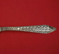 Mexican Sterling Silver Serving Spoon Handwrought Chased Feather Pattern 8 7/8"