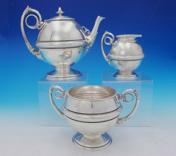 Gorham Sterling Silver Tea Set 3pc w/Ivy and Acanthus Leaf Motif #213 (#3653)