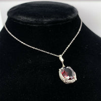 10k Gold Vintage 4.66 Carat Genuine Natural Garnet Pendant with Diamond (#J5577)