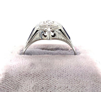 18k White Gold Art Deco .17ct Diamond Men's Ring Jewelry (#J5674)
