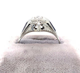 18k White Gold Art Deco .17ct Diamond Men's Ring Jewelry (#J5674)