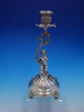 Italian 825 Silver Candlestick with Figural Cherub and Scrollwork (#4281)