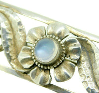 Sterling Silver Arts and Crafts Handwrought Genuine Natural Moonstone Pin #J4546
