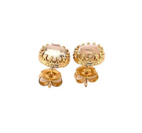 14k Gold Blue Flash Genuine Natural Moonstone Stud Earrings (#J4897)