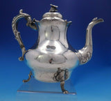 Palmer and Bachelder Coin Silver Tea Pot 3-D Leaves Feet Flower Finial (#4005)