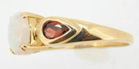 14k Yellow Gold Genuine Natural Opal and Garnet Ring (#J3990)