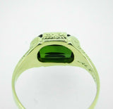 10k Gold Hand Engraved 4.06ct Green Genuine Natural Tourmaline Ring (#J4519)