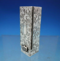 .950 Silver Lipstick Case with Crown and Mirror Hand Engraved 2 1/4" (#6808)