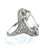 14k White Gold Filigree 3.35ct Genuine Natural Morganite Ring (#J4986)