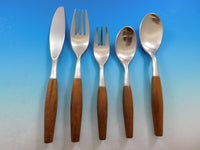 Classic Fjord Teak by Dansk Stainless Flatware Set Service 60 Pcs New