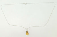 14K Gold Teardrop Genuine Natural Citrine Pendant with Diamonds (#J1748)