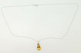 14K Gold Teardrop Genuine Natural Citrine Pendant with Diamonds (#J1748)