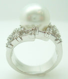 18k Gold 11mm South Seas Pearl and Diamond Ring (#J856)