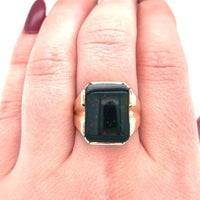 10k Yellow Gold Men's Genuine Natural Bloodstone Ring Jewelry (#J5680)