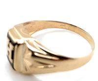 10k Yellow Gold Genuine Natural Onyx Men's Ring Initial "H" Size 9 (#J6131)