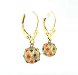 14k Yellow Gold Multi-Color Enamel Earrings (#J5360)