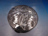 European .935 Sterling Silver Pill Trinket Box Brite-cut GW Interior c1930 #6511
