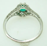 18K Gold .48ct Genuine Natural Emerald Filigree Ring (#J901)