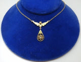 Victorian 10k Yellow Gold Genuine Natural Diamond Lavaliere Pendant (#J3241)