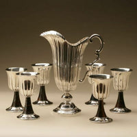 Buccellati Sterling Silver 6 Wine Goblets and Pitcher Set with Stone Italy