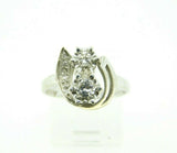 Retro 14k White Gold Genuine Natural Diamond Ring .36ct (#J1933)