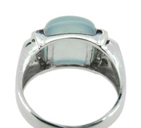 14k White Gold Square Genuine Natural Chalcedony Ring with Diamonds (#J3514)