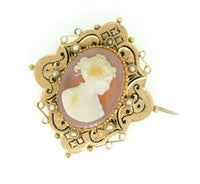 10k Rose Gold Stone Cameo Pin and Earring 3-Piece Set Victorian (#J4470)