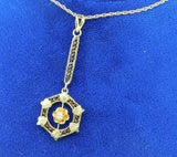 14k Gold Victorian Lavaliere Pendant with Genuine Natural Diamond (#J1916)