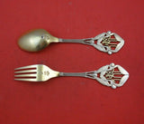 Christmas by A. Michelsen Sterling Silver Fork and Spoon Set 2pc 1918 Mistletoe
