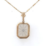 10k Yellow Gold Genuine Natural Rock Crystal Diamond Pendant w/14k Chain #J6200