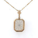 10k Yellow Gold Genuine Natural Rock Crystal Diamond Pendant w/14k Chain #J6200