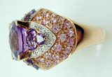 Laura Ramsey Genuine Natural Amethyst and Pink Sapphire Ring Fine Jewelry #C608