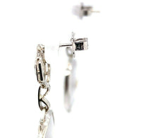 14k Gold Art Deco Filigree Genuine Natural Rock Crystal Quartz Earrings (#J5505)
