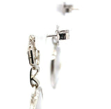 14k Gold Art Deco Filigree Genuine Natural Rock Crystal Quartz Earrings (#J5505)