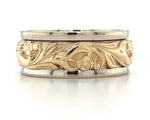 14k Gold Art Carved Wedding Band Jewelry Floral Size 8 (#J5836)