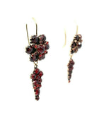 Genuine Natural Bohemian Garnet Dangle Drop Earrings (#J5490)