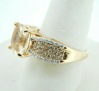 10k Rose Gold 2.85ct Genuine Natural Morganite and Pink Diamond Ring (#J4399)