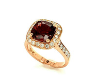 14k Rose Gold 2.46 Carat Genuine Natural Garnet and Diamond Ring (#J4794)