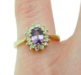 14k Yellow Gold 1.07ct Purple Genuine Natural Sapphire and Diamond Ring (#J1572)