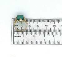 14k Yellow Gold Genuine Natural Chrysoprase Green Onyx Filigree Ring (#J5358)